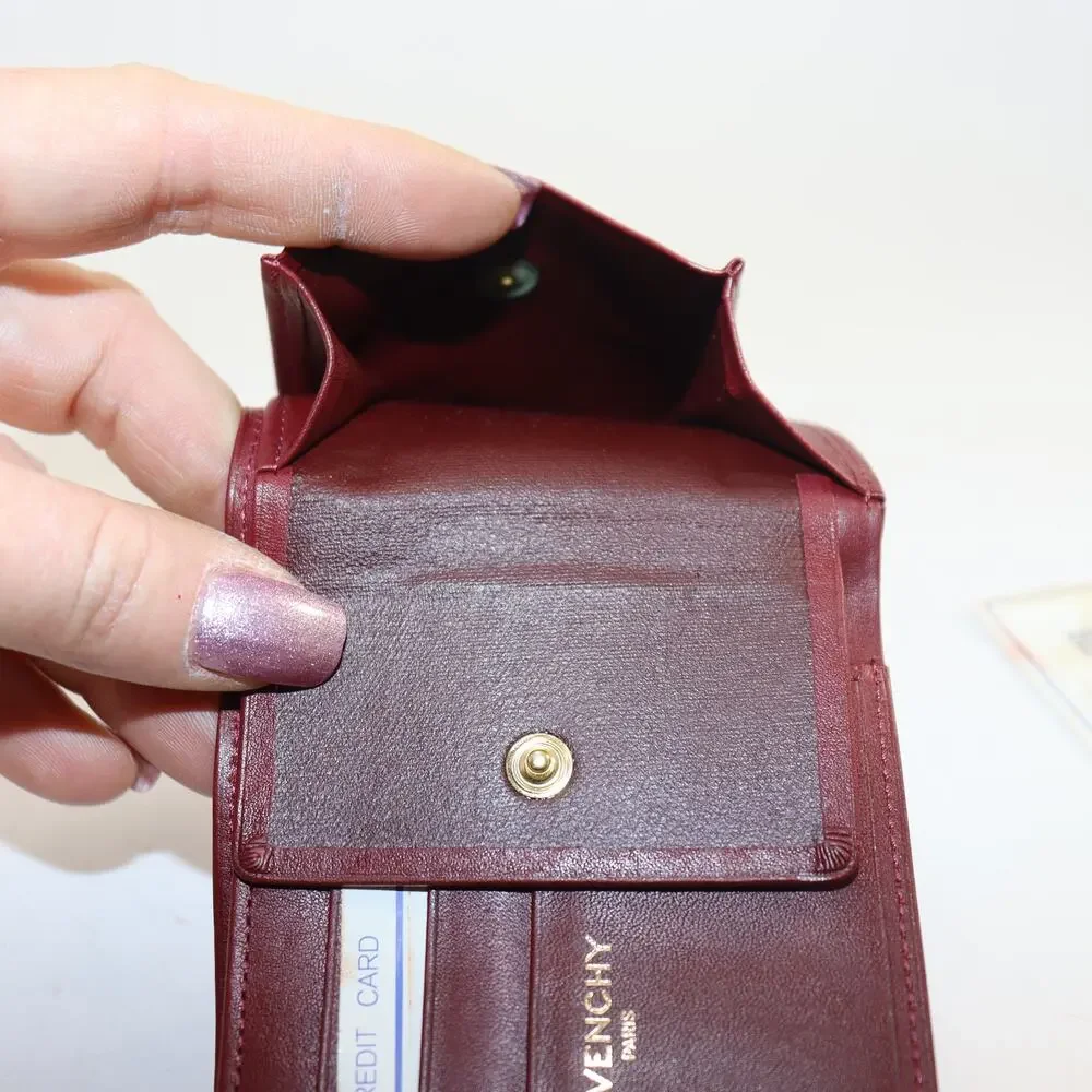 Vintage Givenchy Men’s Burgundy Leather Bifold Wallet with‎ Box - Picture 5 of 5